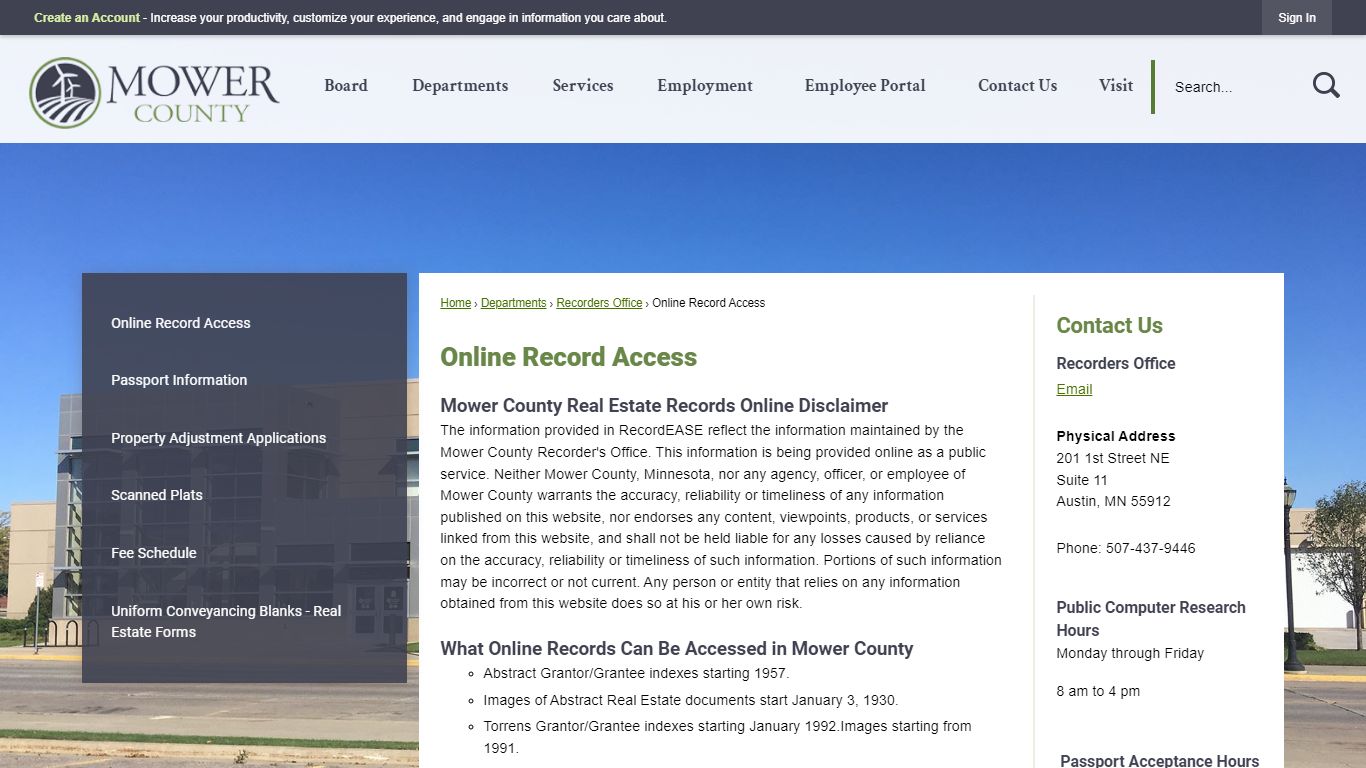 Online Record Access | Mower County, MN